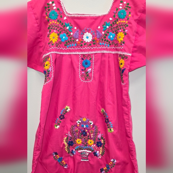 Embroidered Puebla Dress Pink Floral - Picture 2 of 5